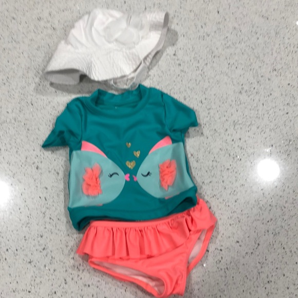 Carter's Other - Carters 6 month rash guard swim suit and hat